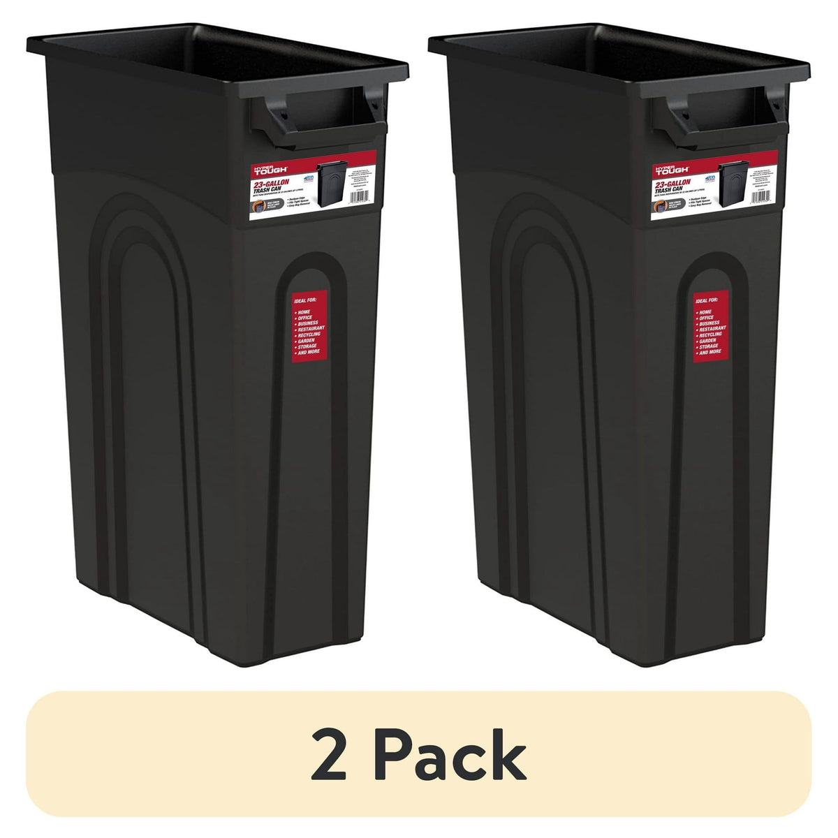 Two Tall Slim Trash Containers for Tight Kitchen, Pantry, or Garage Spots