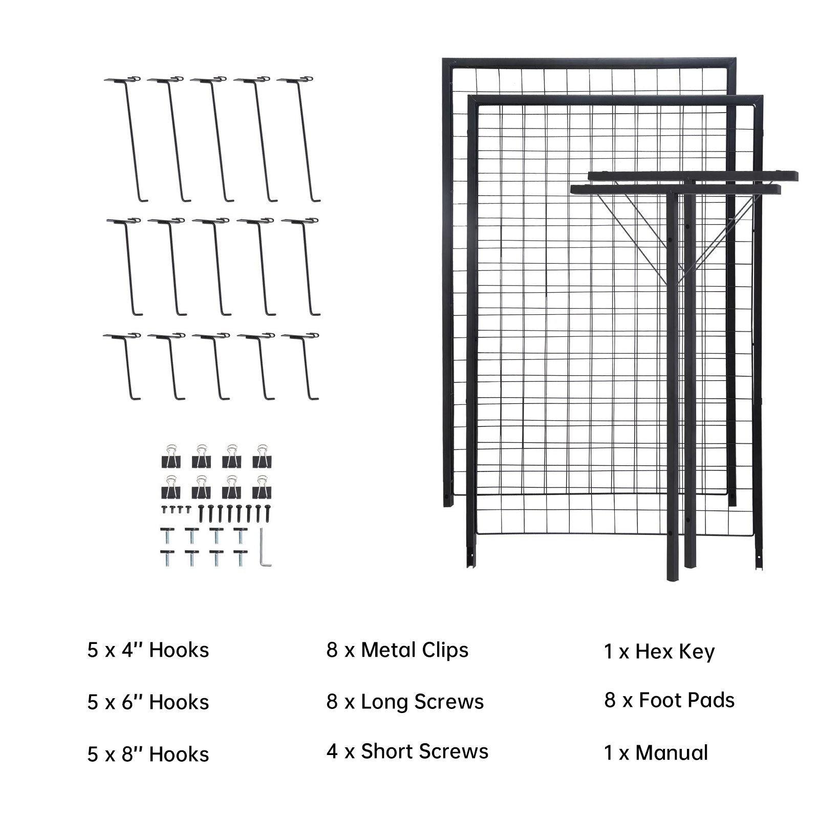 2-Pack Commercial Grid Wall Display with T-Base Stand – Double-Sided Wire Panel for Retail & Home
