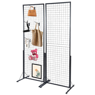 2-Pack Commercial Grid Wall Display with T-Base Stand – Double-Sided Wire Panel for Retail & Home