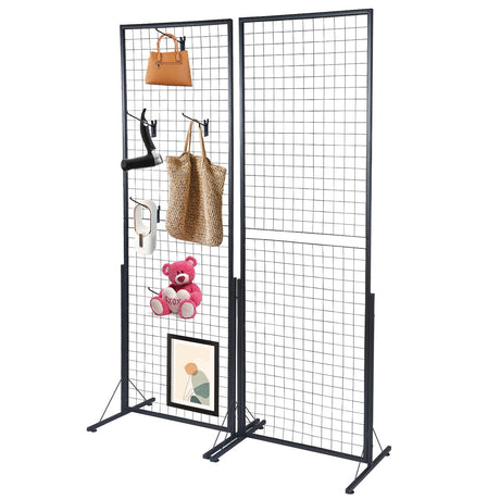2-Pack Commercial Grid Wall Display with T-Base Stand – Double-Sided Wire Panel for Retail & Home