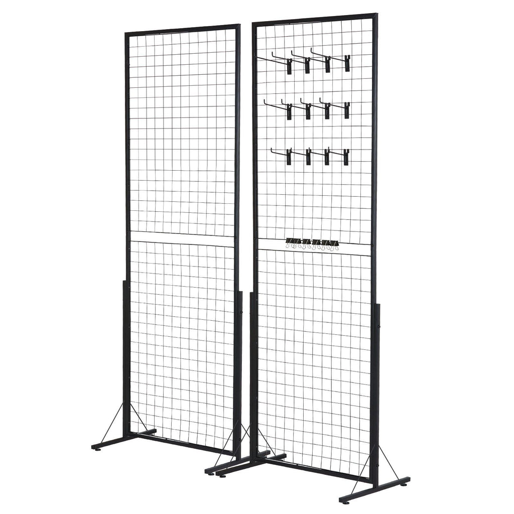 2-Pack Commercial Grid Wall Display with T-Base Stand – Double-Sided Wire Panel for Retail & Home