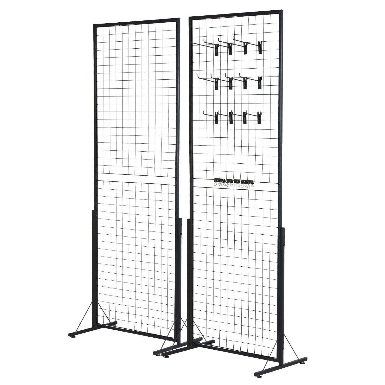 2-Pack Commercial Grid Wall Display with T-Base Stand – Double-Sided Wire Panel for Retail & Home