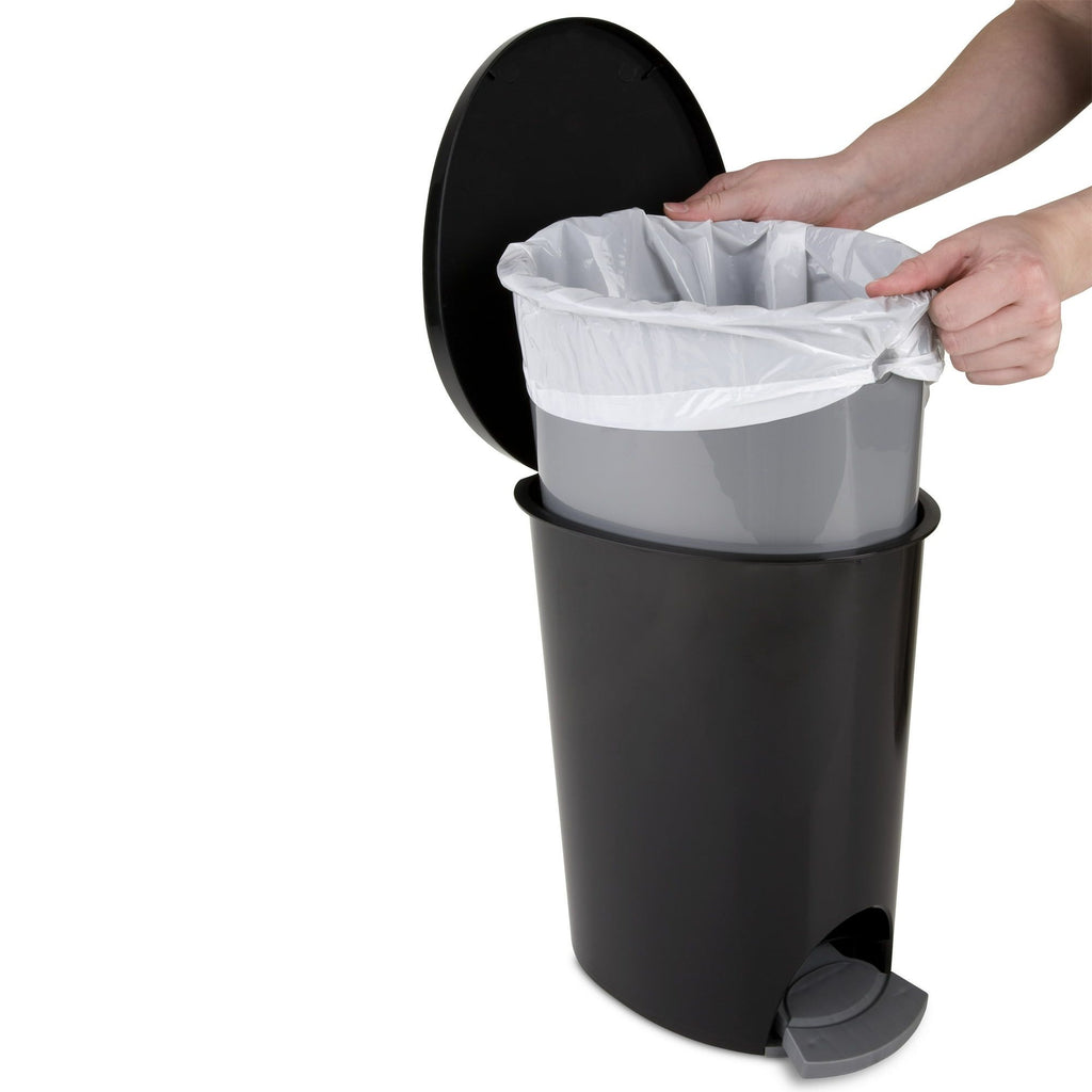 Ultra™ StepOn Wastebasket – Slim Oval Design for Tight Spaces