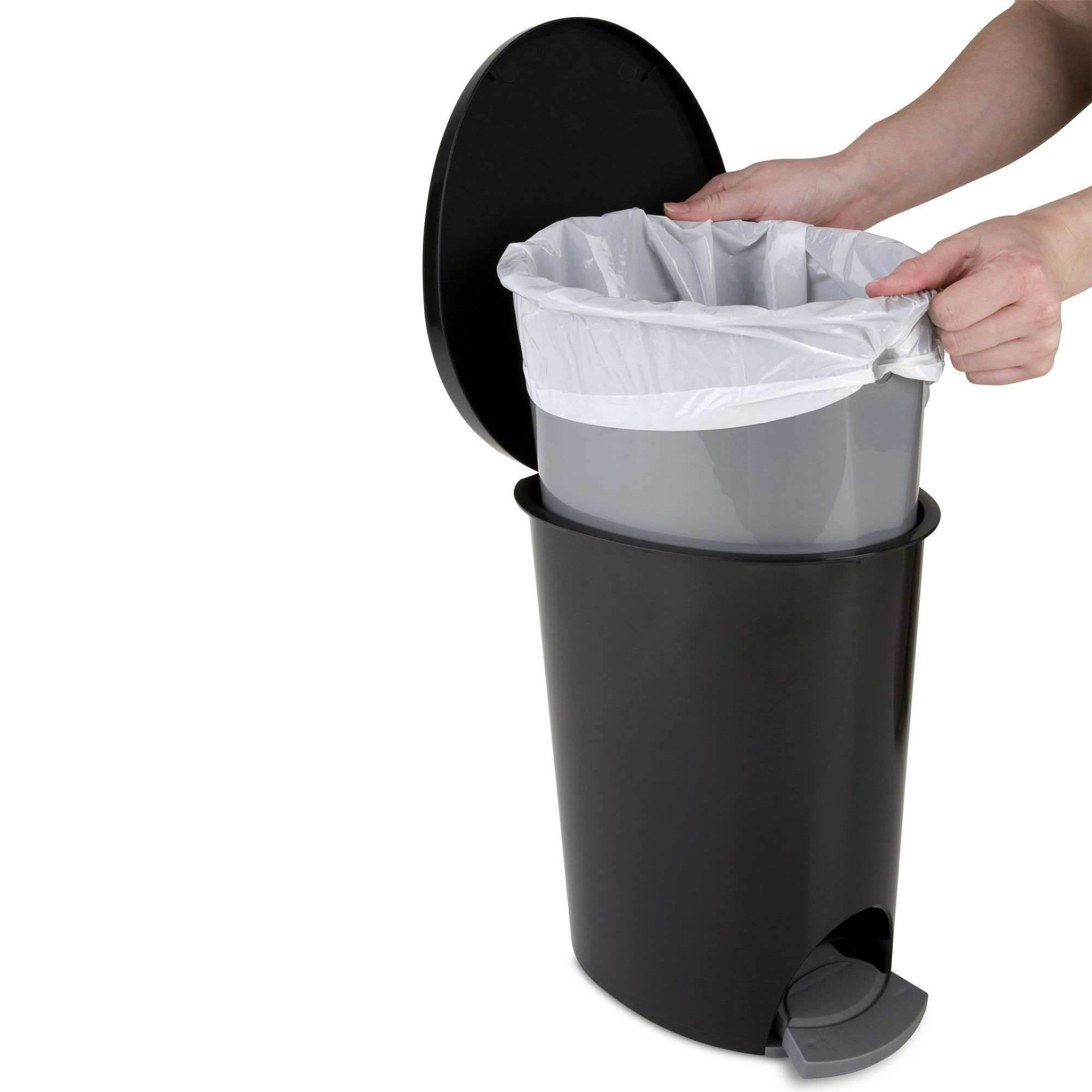 Ultra™ StepOn Wastebasket – Slim Oval Design for Tight Spaces