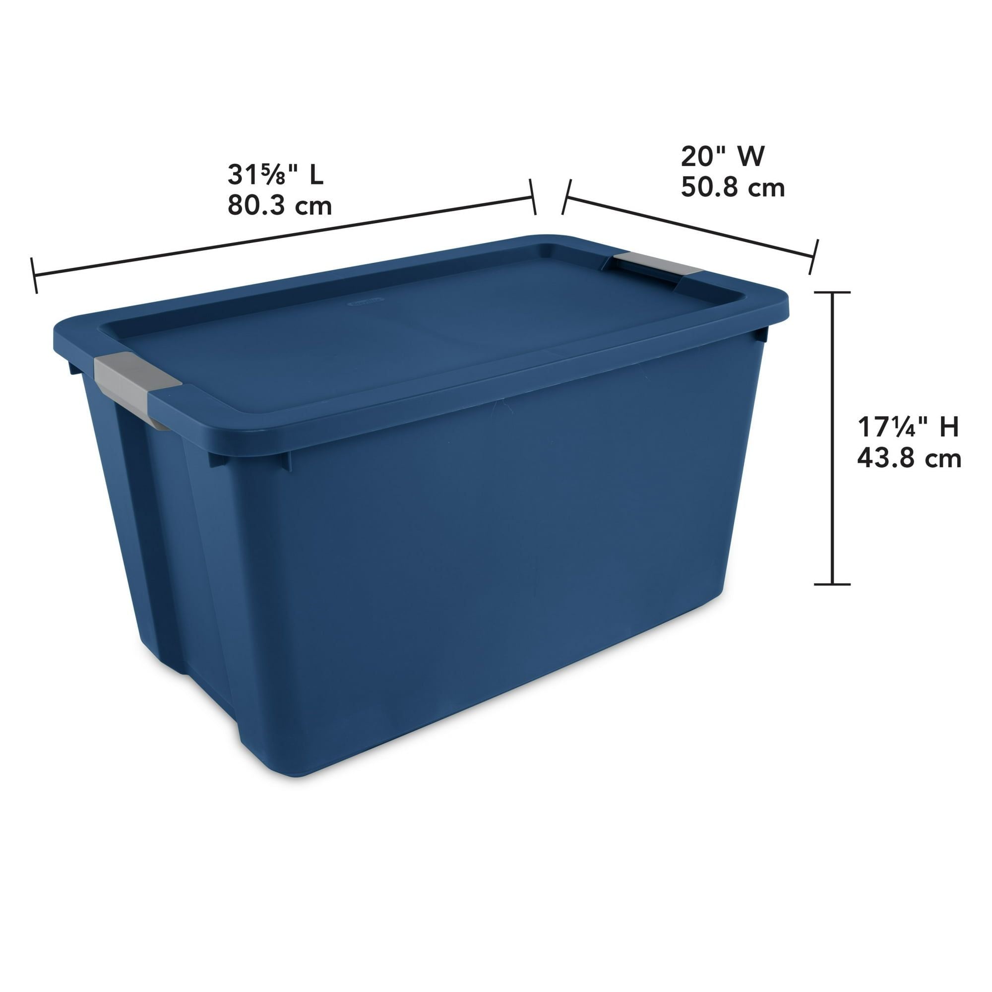 (2 pack) 34 Gallon Extra-Large Storage Bin, Plastic Storage Container with Latch Lid, Blue