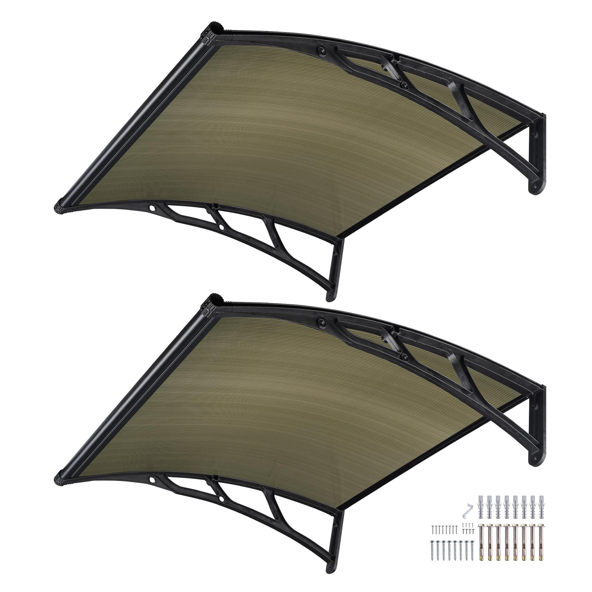 2-Pack Clear Window Awning for Sun and Rain Protection