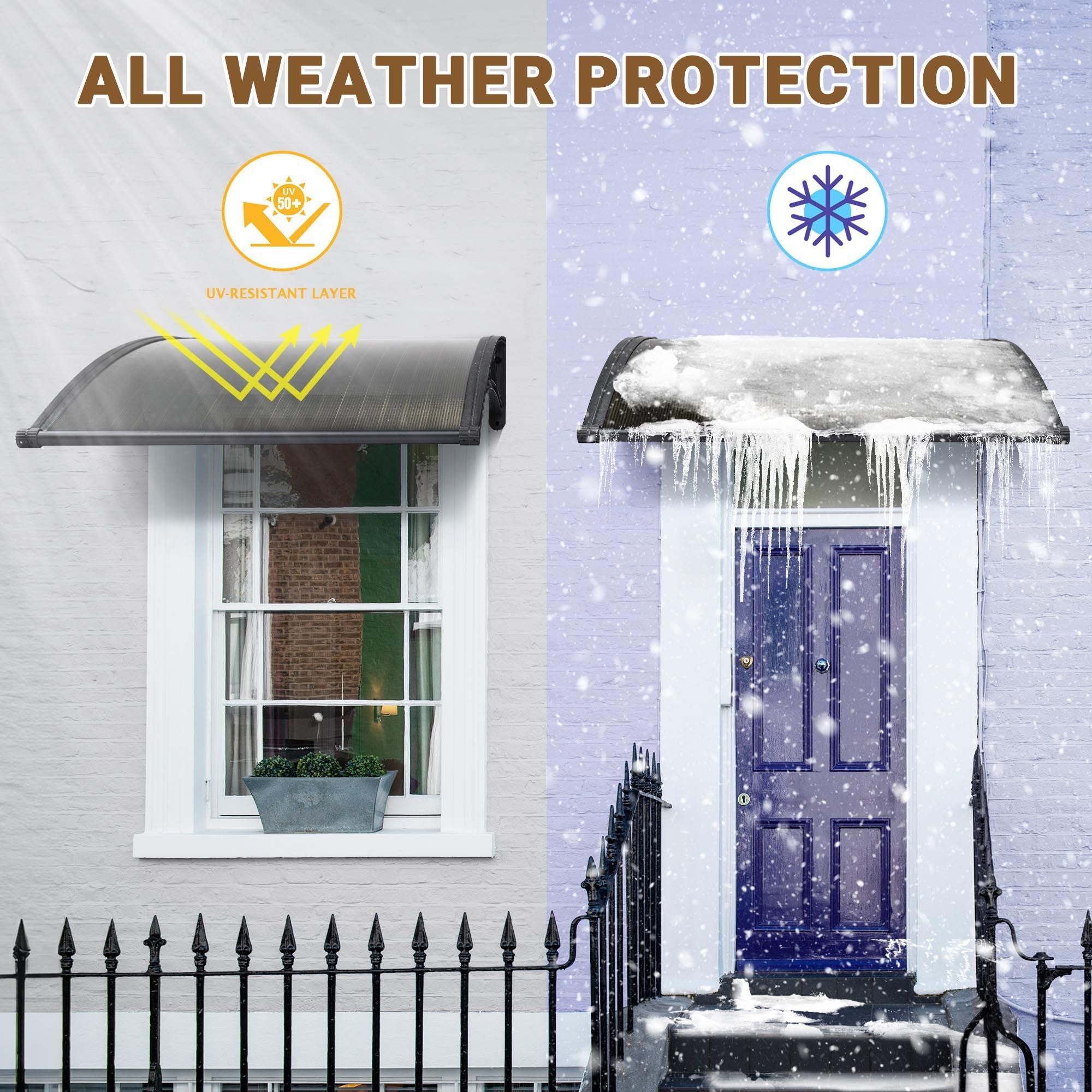 2-Pack Clear Window Awning for Sun and Rain Protection