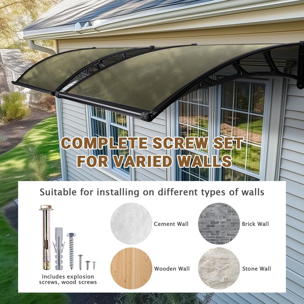 2-Pack Clear Window Awning for Sun and Rain Protection