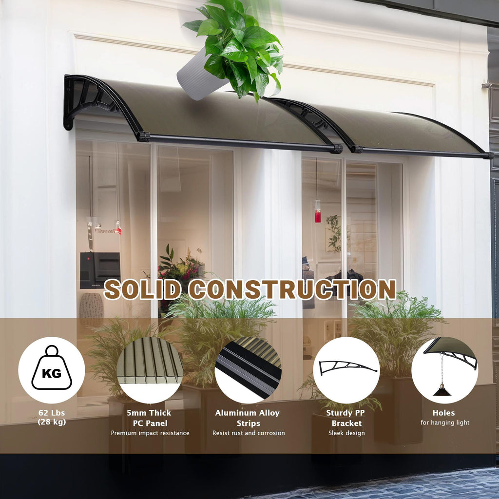 2-Pack Clear Window Awning for Sun and Rain Protection