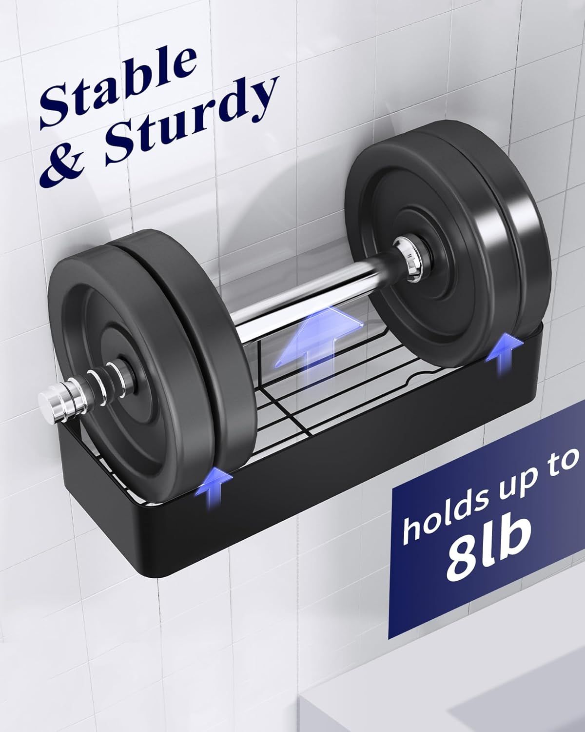 2-Pack Adhesive Shower Organizer – No-Drill Bathroom Storage Shelves, Black
