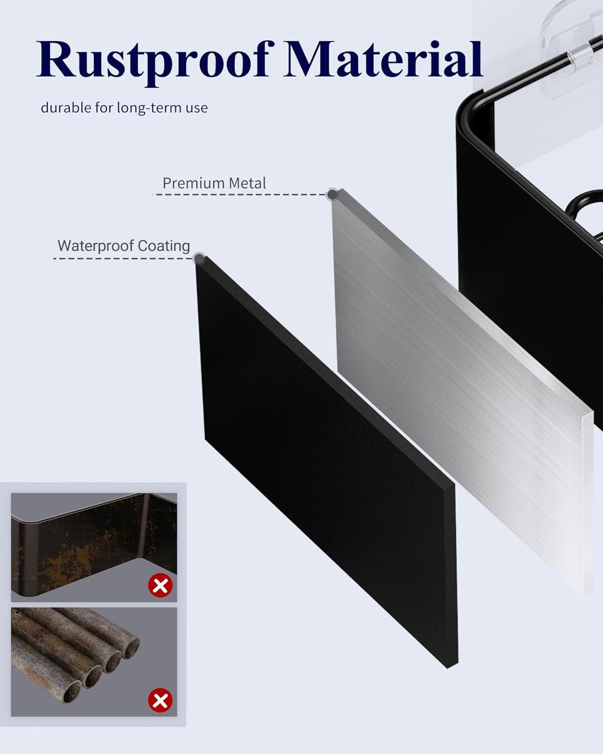 2-Pack Adhesive Shower Organizer – No-Drill Bathroom Storage Shelves, Black