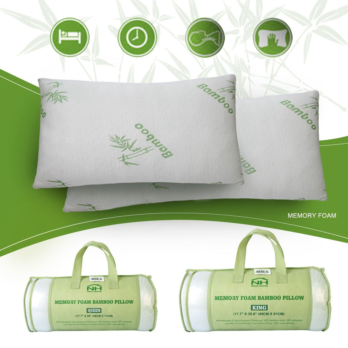 Two-Piece Shredded Memory Foam Bed Pillow Set