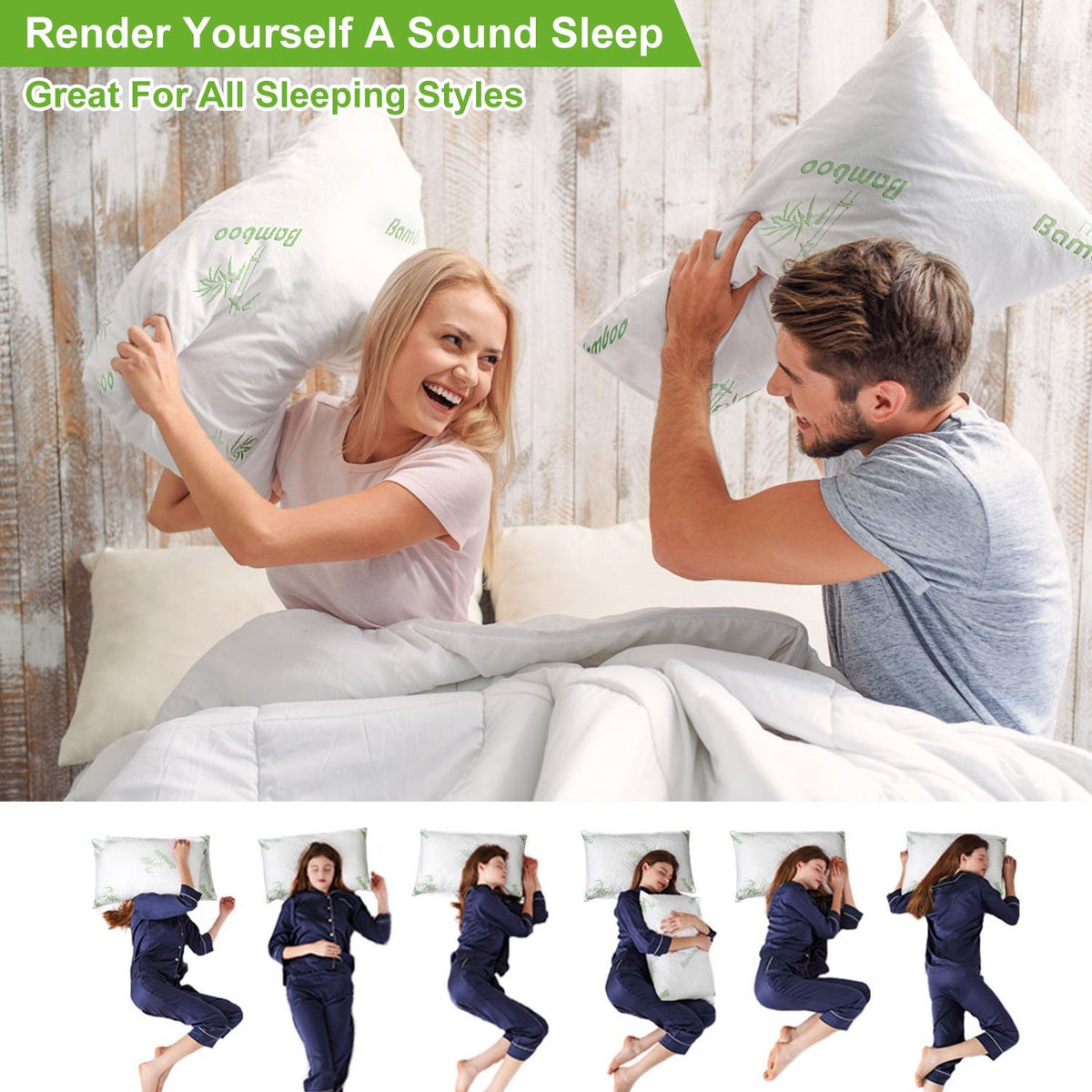 Two-Piece Shredded Memory Foam Bed Pillow Set