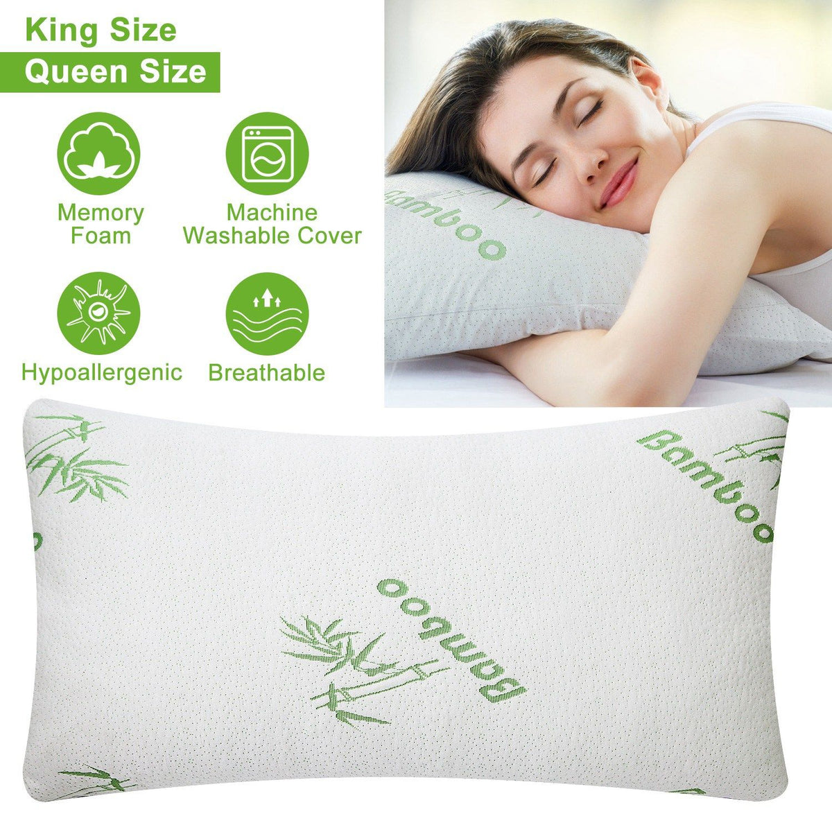 Two-Piece Shredded Memory Foam Bed Pillow Set