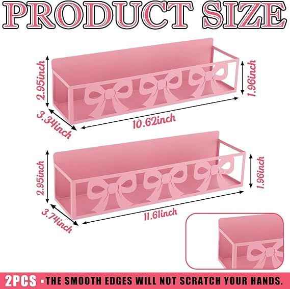 2-Pack Magnetic Spice Rack for Fridge – Pink Bow Design