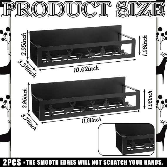 2-Pack Magnetic Spice Rack for Refrigerator – Black Hanging Organizer Baskets