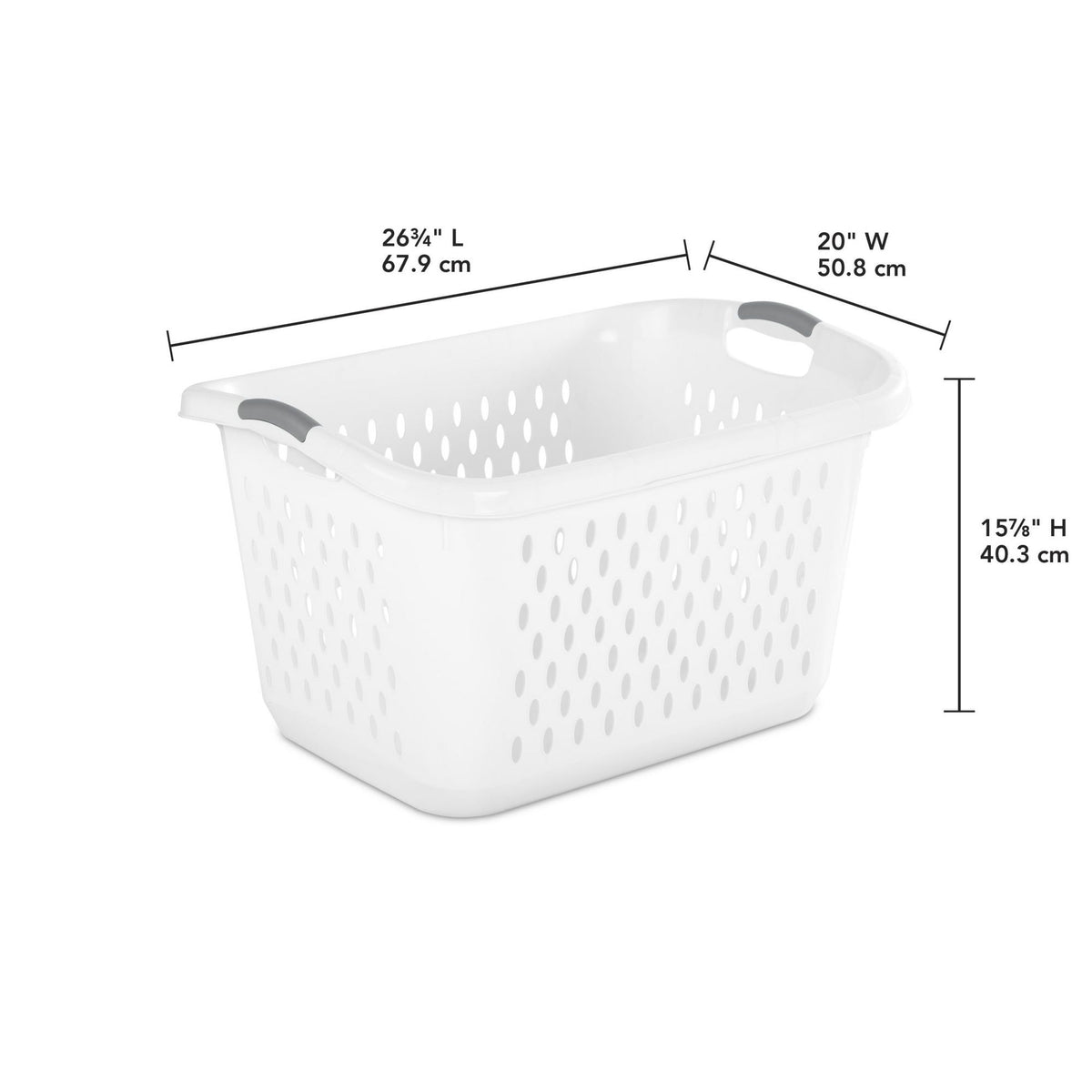 Extra Large 2.7 Bushel Plastic Laundry Basket with Carry Handles