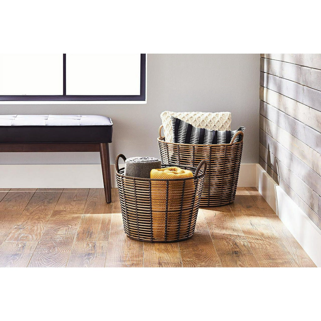 Extra Large Round Decorative Storage Basket with Handles