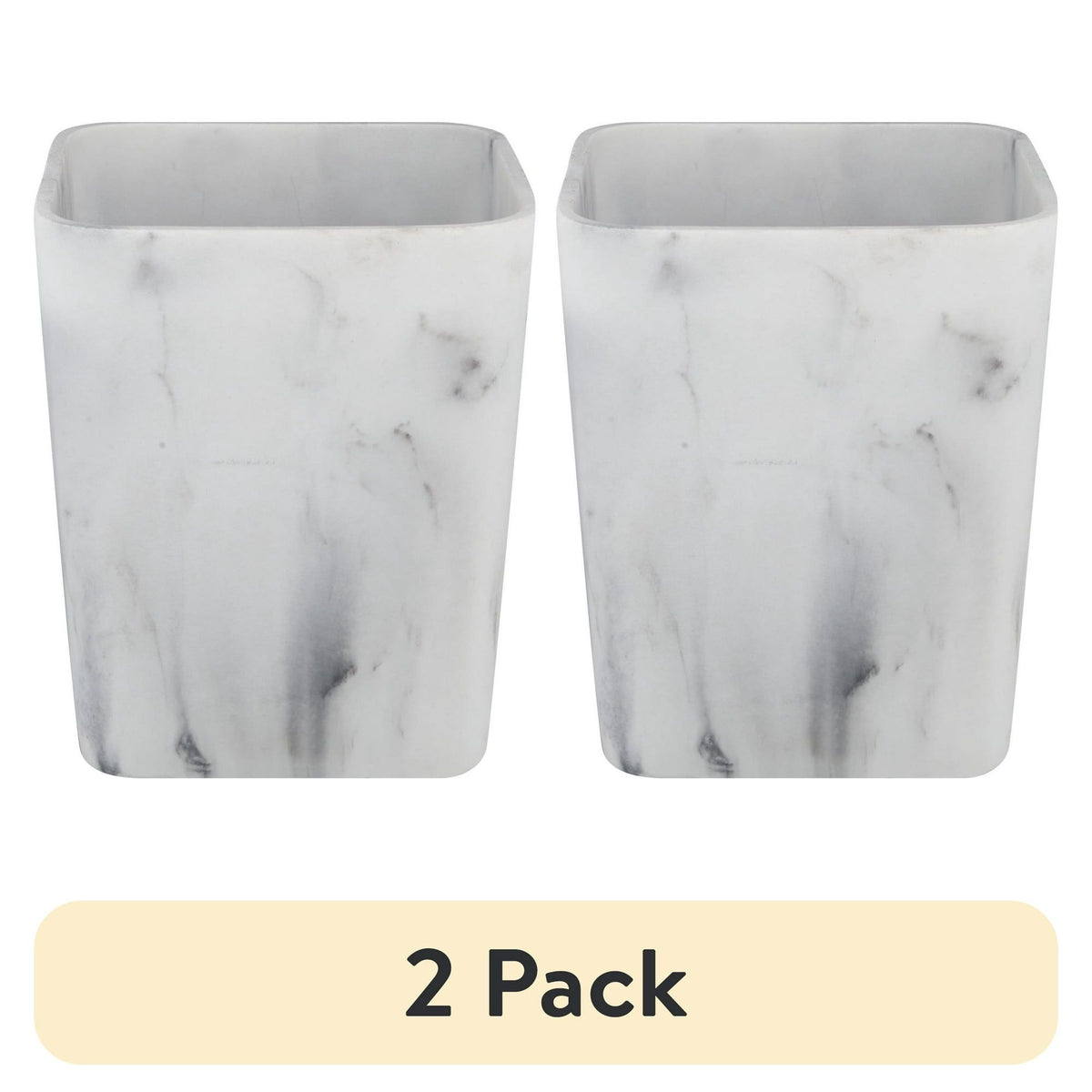 Faux Marble Trash Can Set of Two with Open Top