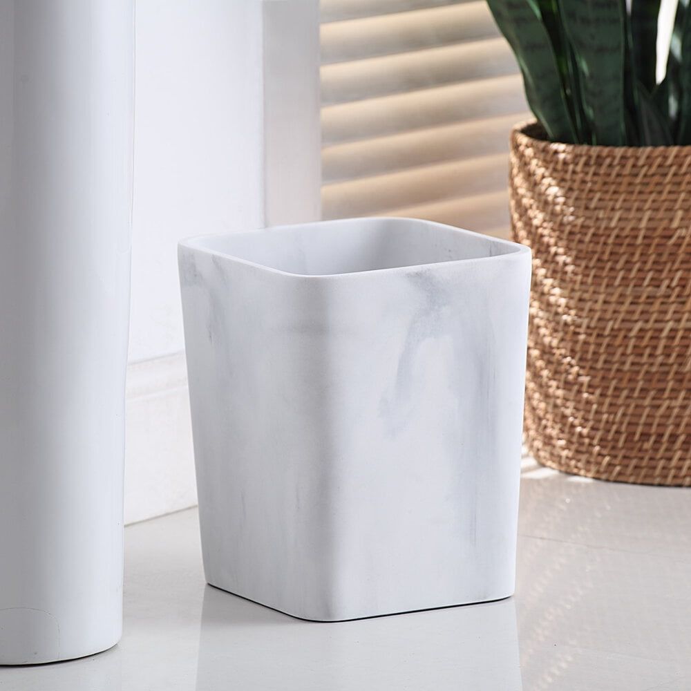 Faux Marble Trash Can Set of Two with Open Top