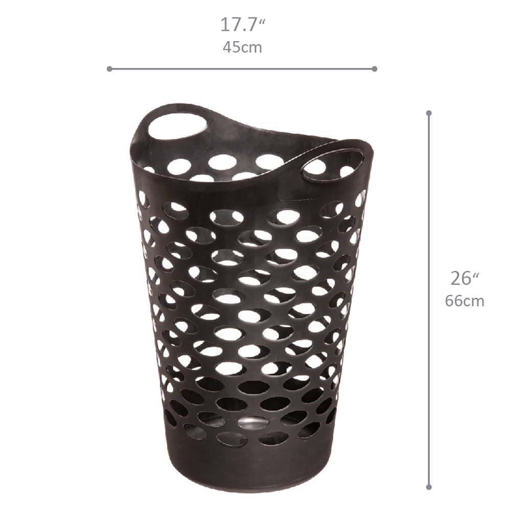Round Black Laundry Hamper with Two Carrying Handles