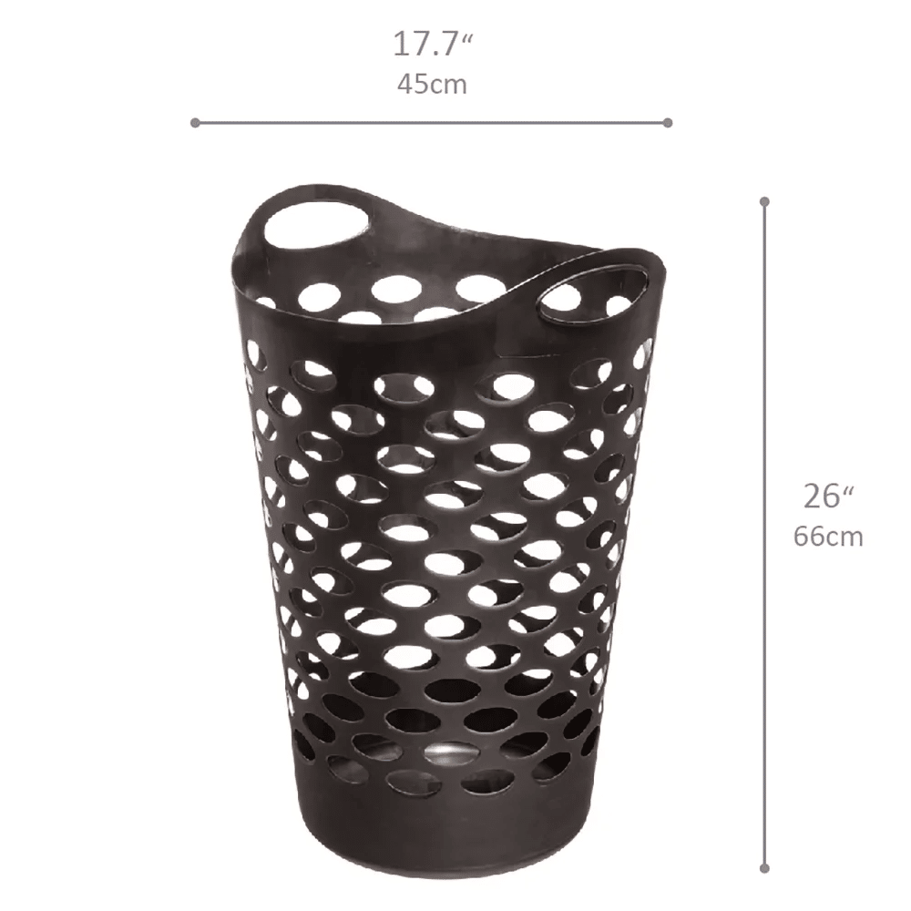 Round Black Laundry Hamper with Two Carrying Handles