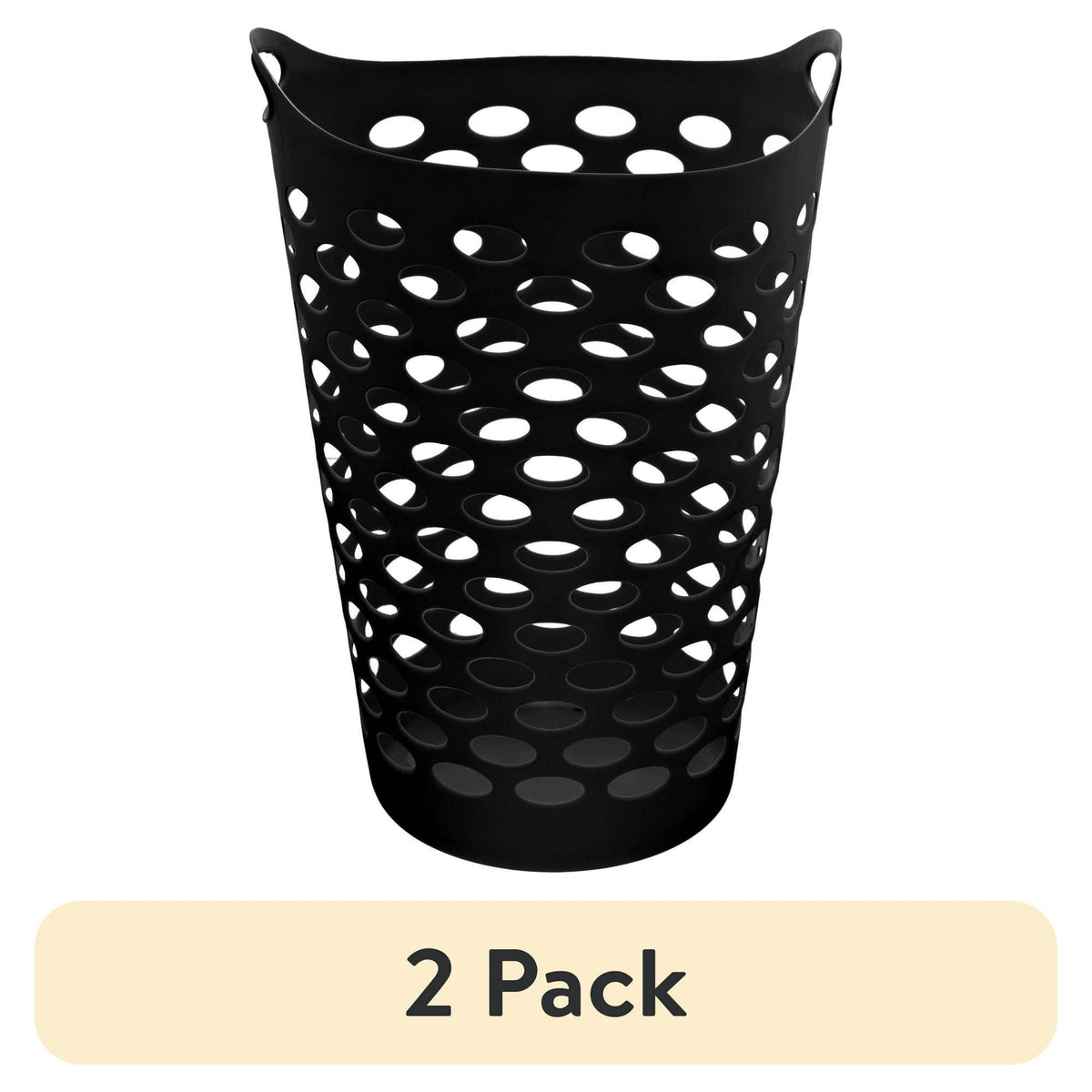 Round Black Laundry Hamper with Two Carrying Handles