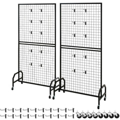 2-Pack Triangular Base Grid Wall Panel Display Rack with Extra Clips and Hooks