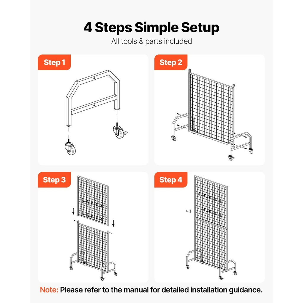 2-Pack Triangular Base Grid Wall Panel Display Rack with Extra Clips and Hooks