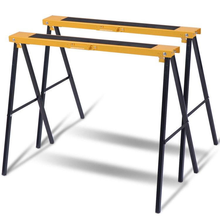 2-Pack Folding Sawhorses with Anti-Slip Surface and Carry Handle