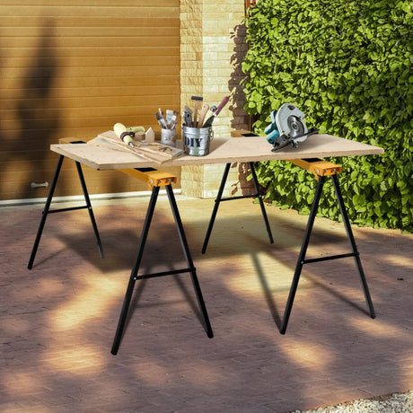 2-Pack Folding Sawhorses with Anti-Slip Surface and Carry Handle