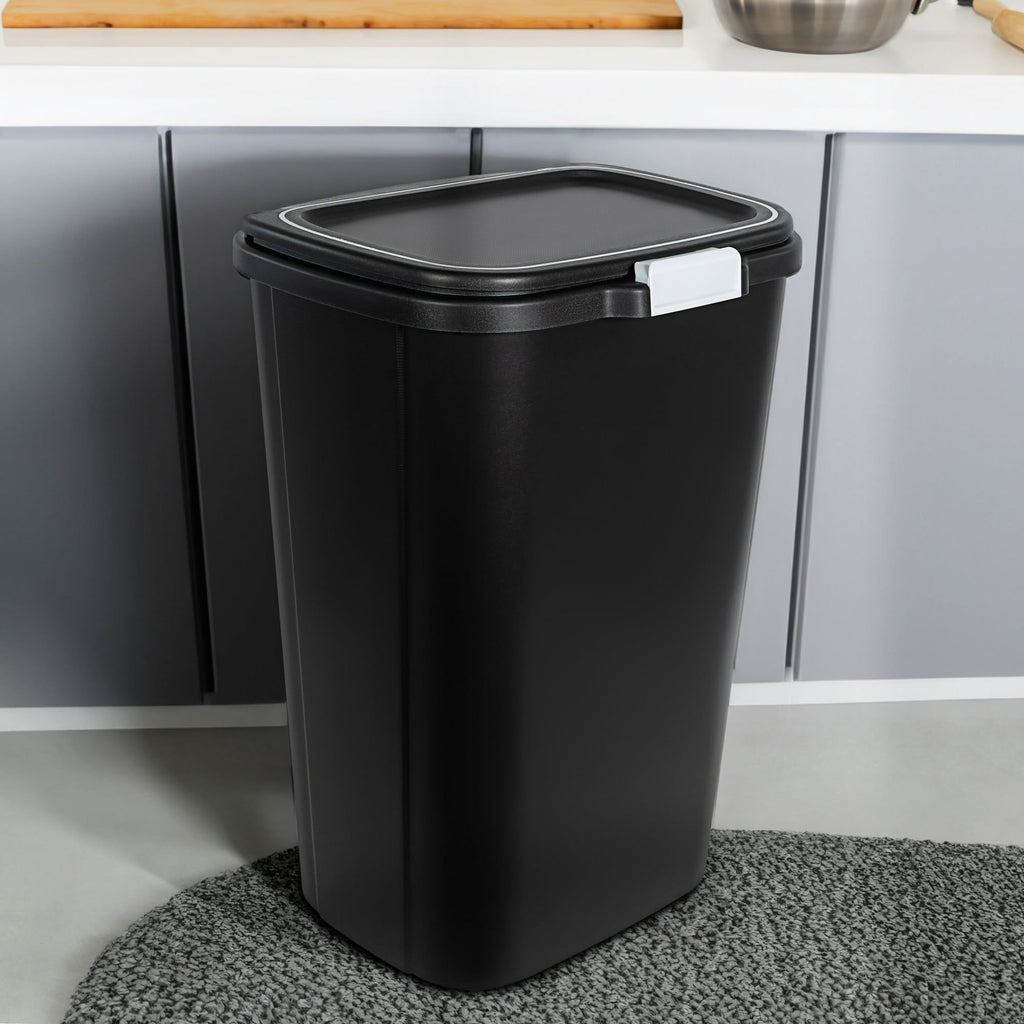 Kitchen Trash Can with Odor-Blocking Touch Lid and Flat-Back Design