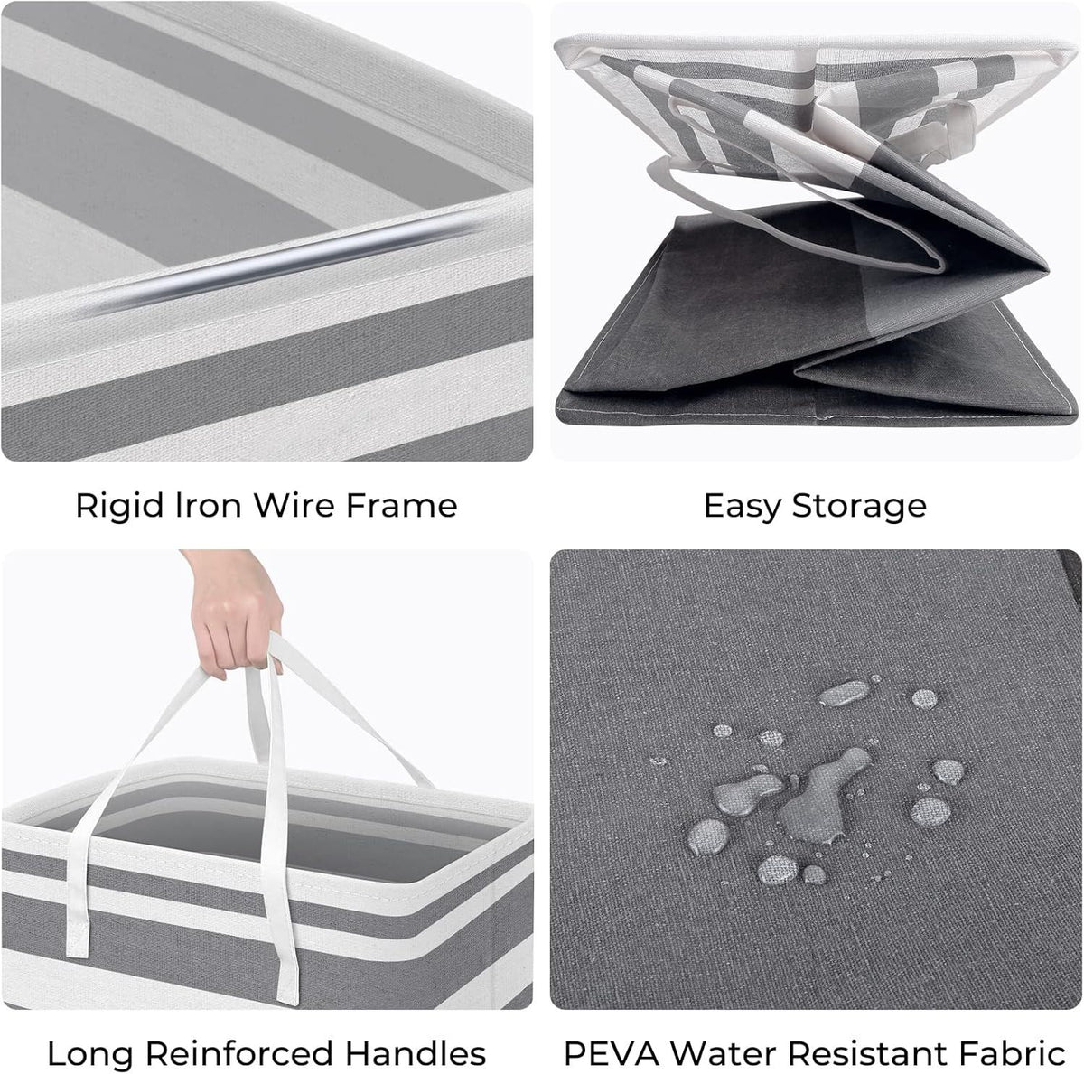 Freestanding Gradient Grey Laundry Hampers with Extended Handles