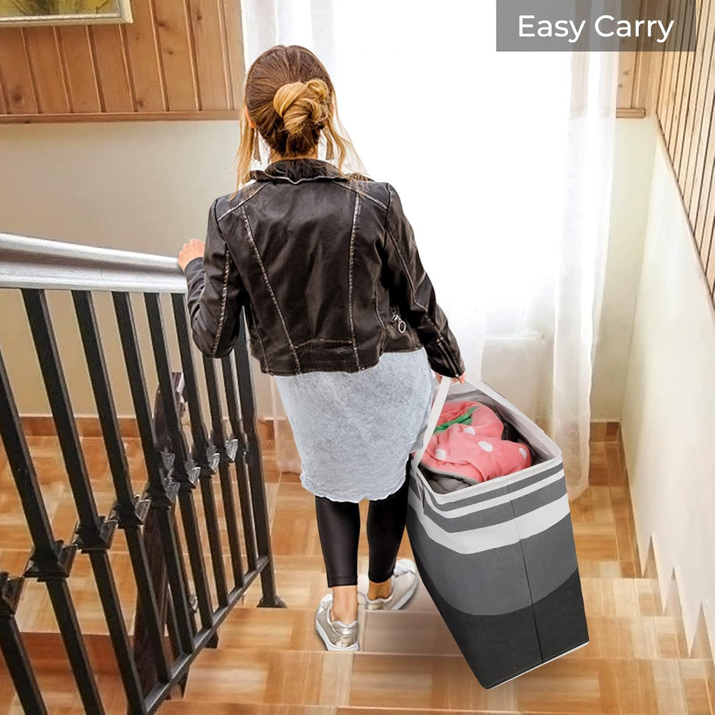 Freestanding Gradient Grey Laundry Hampers with Extended Handles