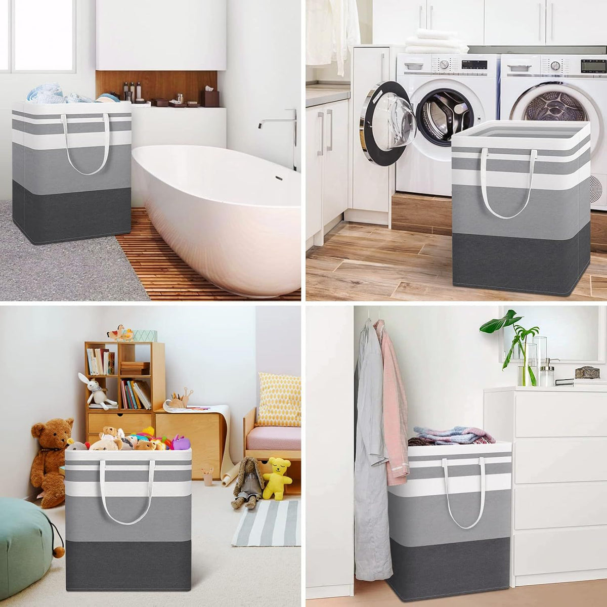 Freestanding Gradient Grey Laundry Hampers with Extended Handles