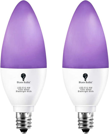E12 Candle LED Blacklight Bulbs for Glow Displays