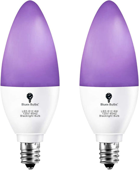 E12 Candle LED Blacklight Bulbs for Glow Displays