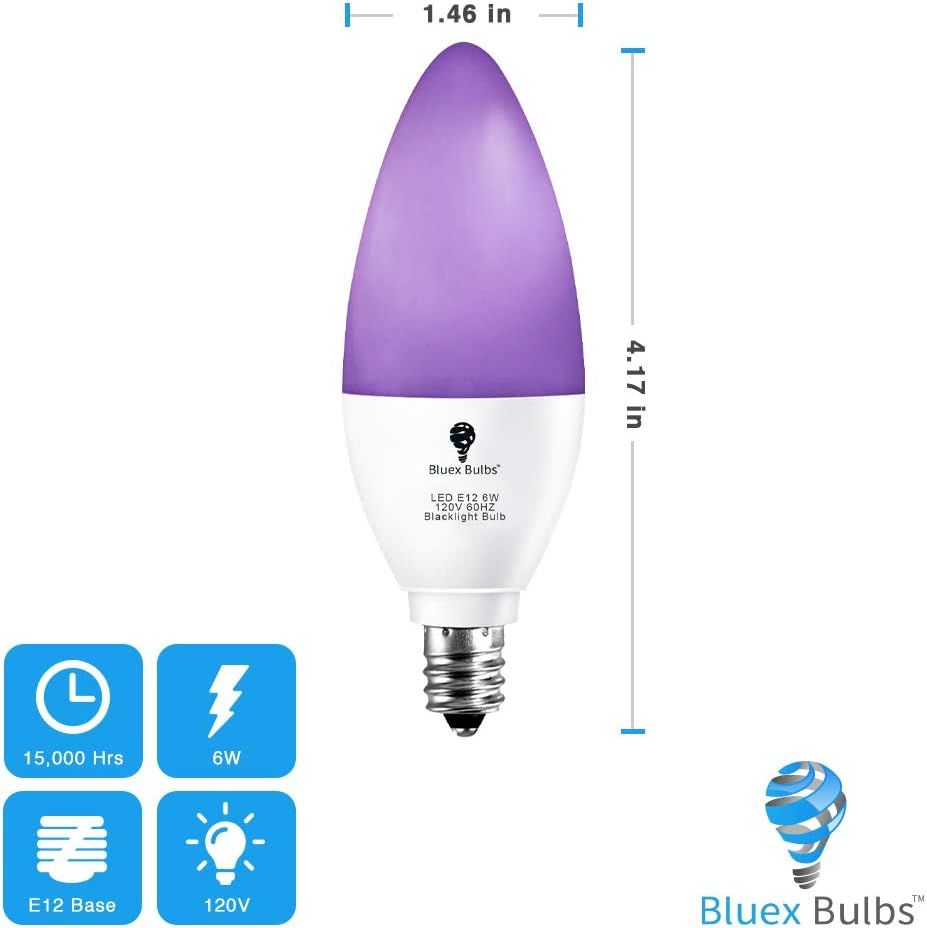 E12 Candle LED Blacklight Bulbs for Glow Displays