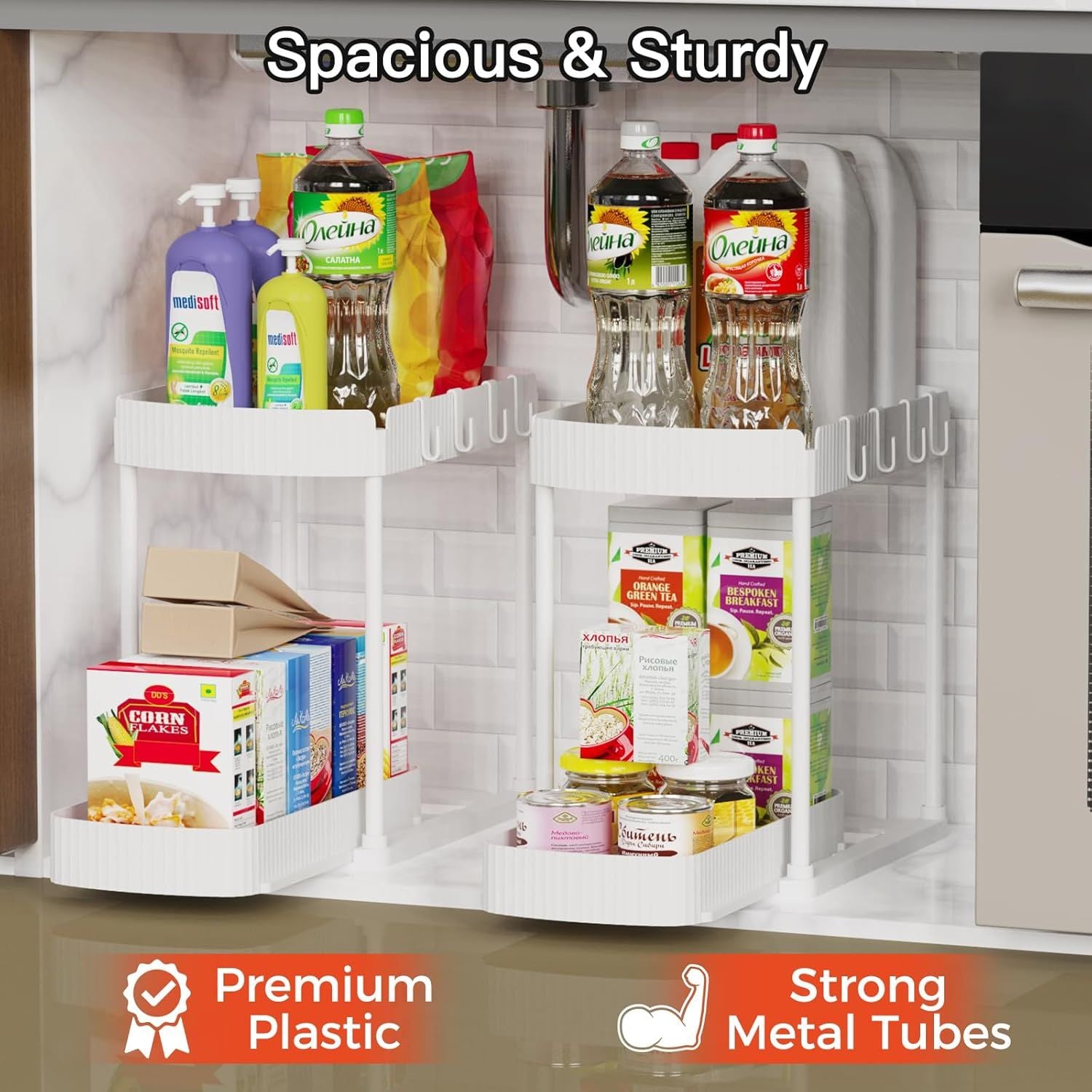 2-Pack Multi-Purpose Pull-Out Storage Organizers – Under Sink & Cabinet
