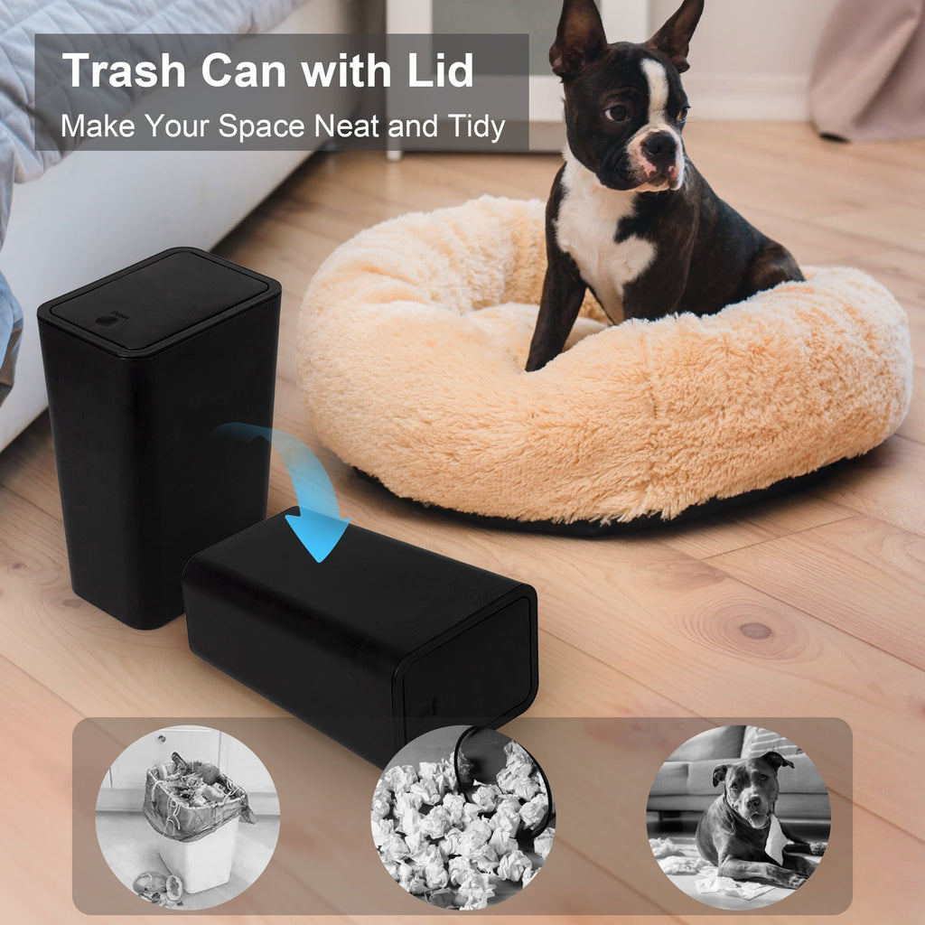 Modern Black Press-Top Wastebaskets, Set of Two
