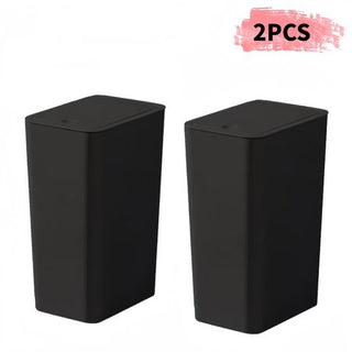 Modern Black Press-Top Wastebaskets, Set of Two