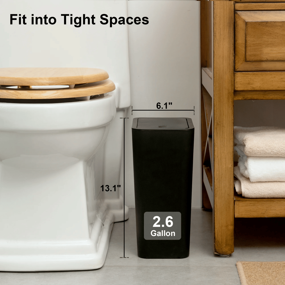 2-Pack Modern Trash Cans with Soft-Close Lid, 2.6 Gal