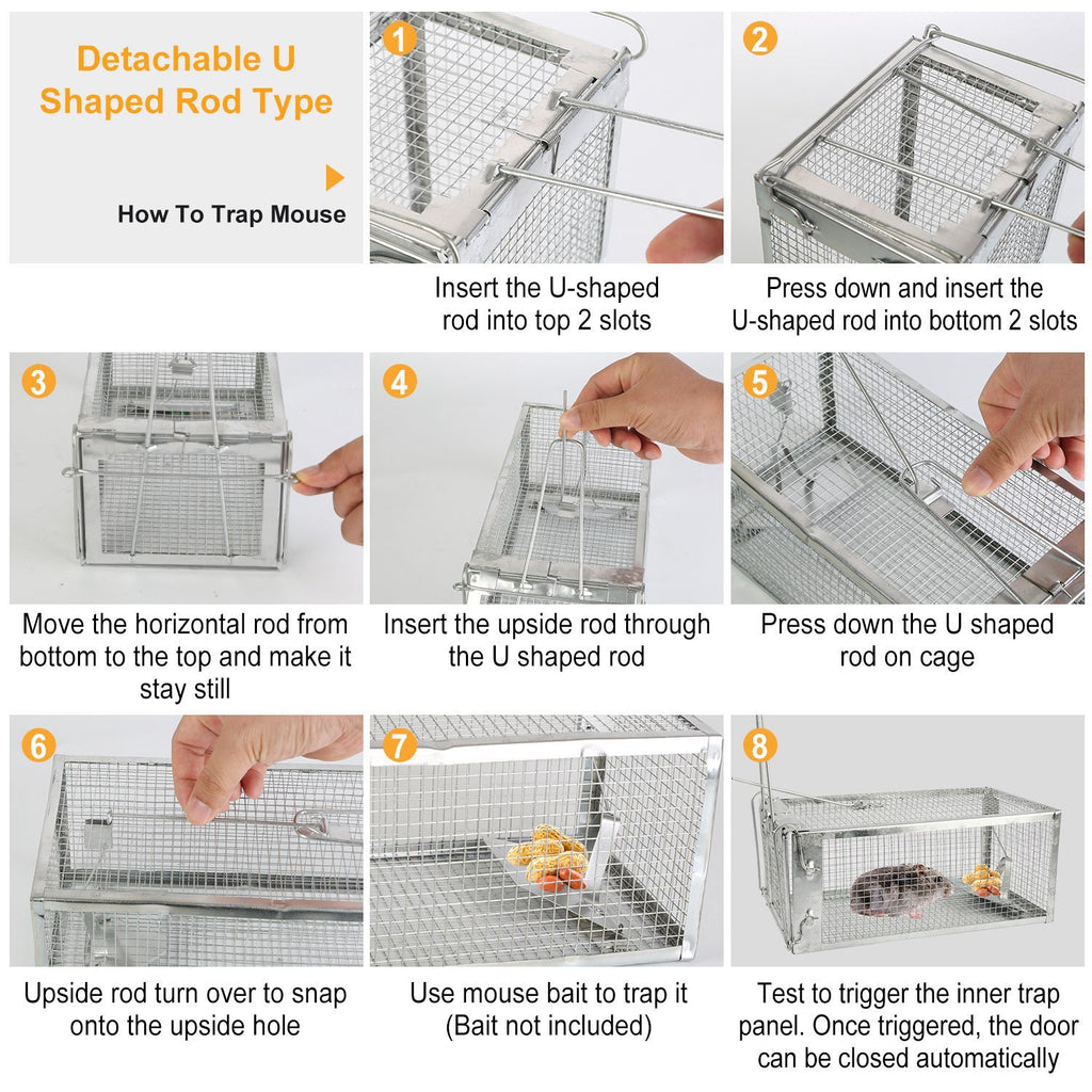 2-Pack Humane Live Rodent Trap Cage with Auto-Lock Door and Quick Setup