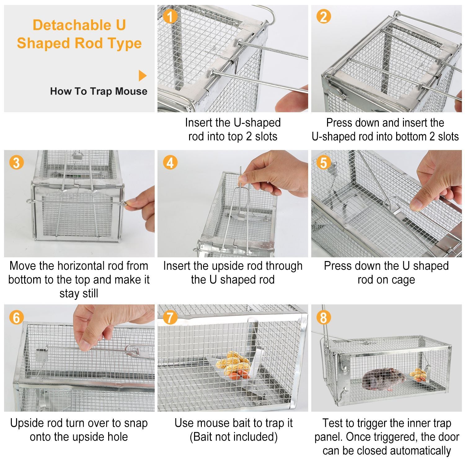 2-Pack Humane Live Rodent Trap Cage with Auto-Lock Door and Quick Setup