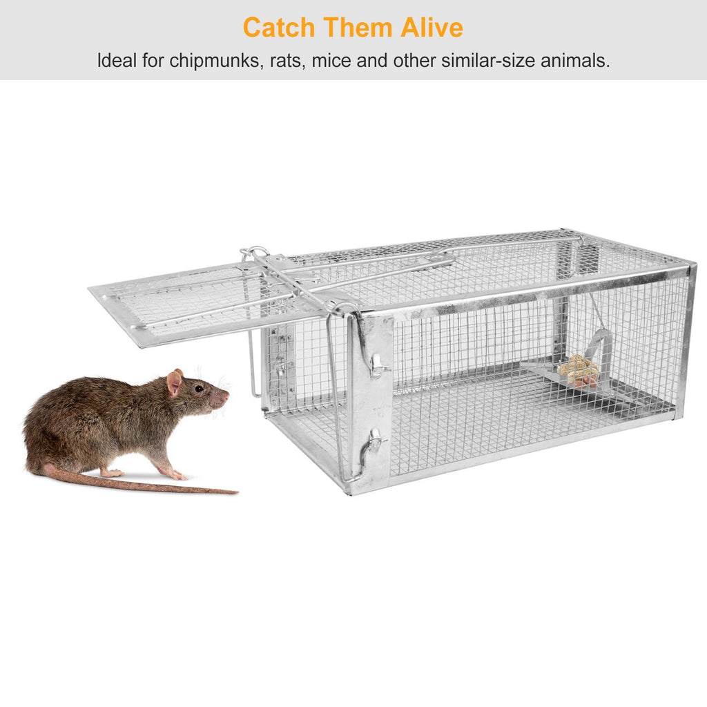 2-Pack Humane Live Rodent Trap Cage with Auto-Lock Door and Quick Setup