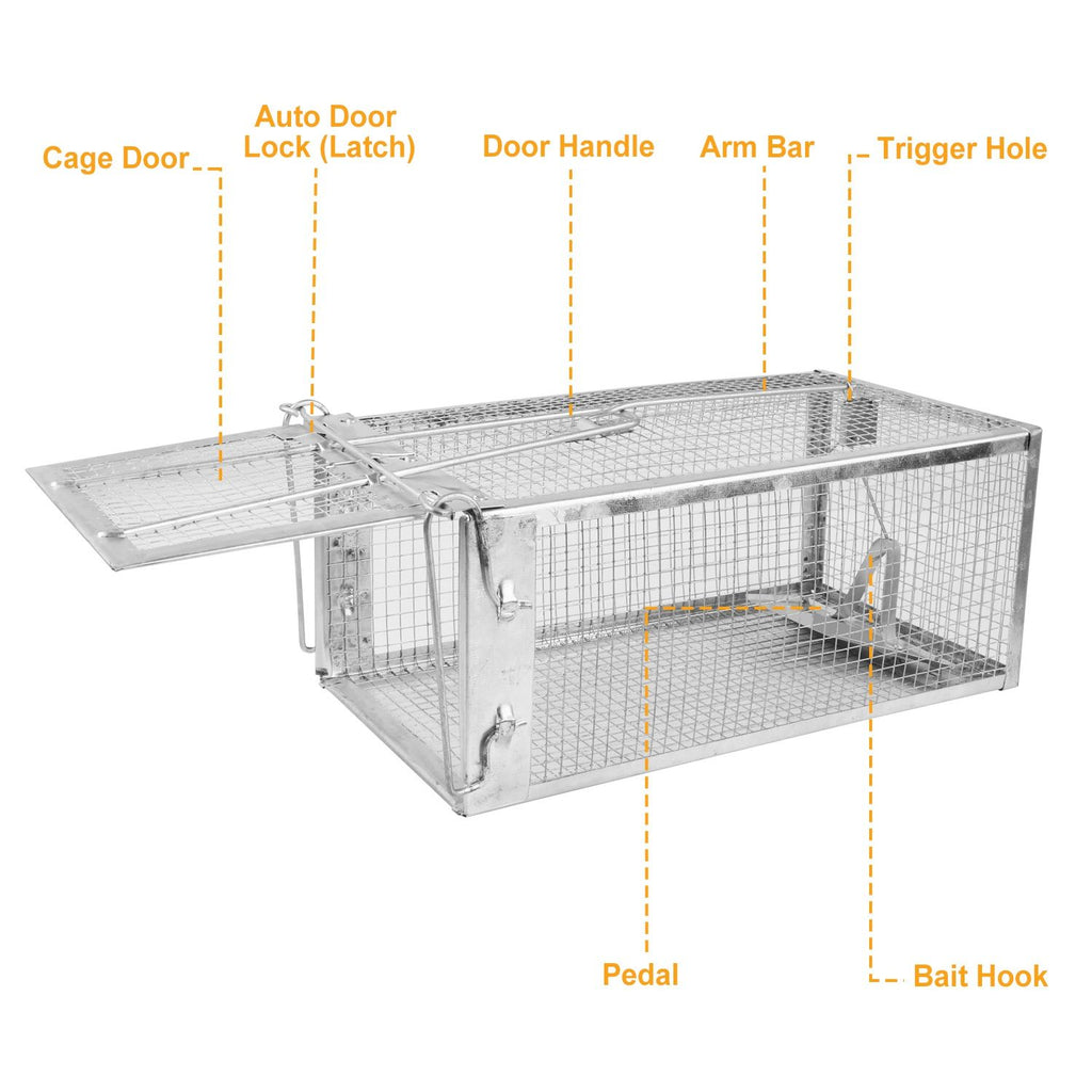 2-Pack Humane Live Rodent Trap Cage with Auto-Lock Door and Quick Setup