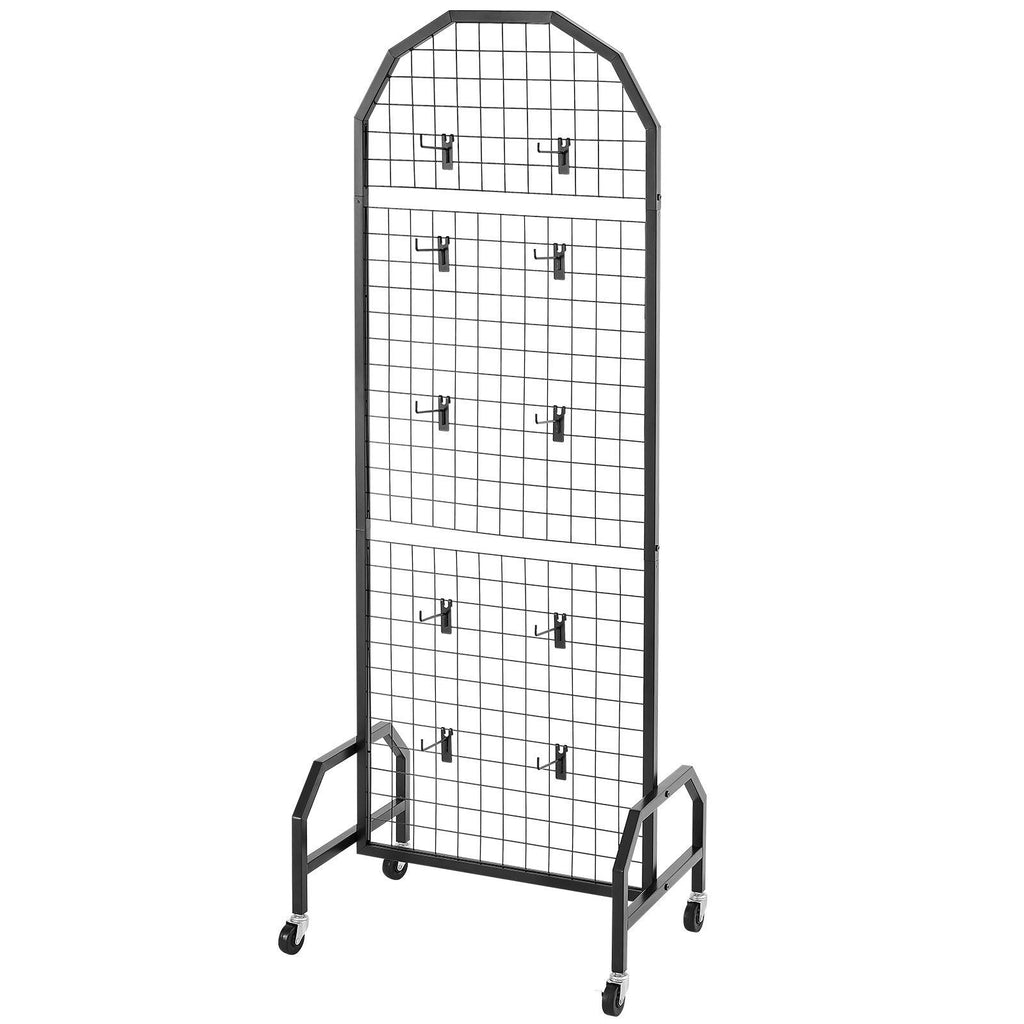 Mobile Grid Wall Display Panels with Hooks and Casters