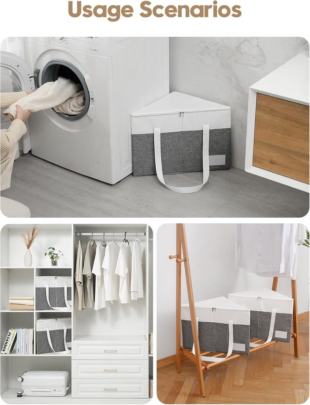 2-Pack Hanger Organizer Bags with Lids for Closet and Laundry Room