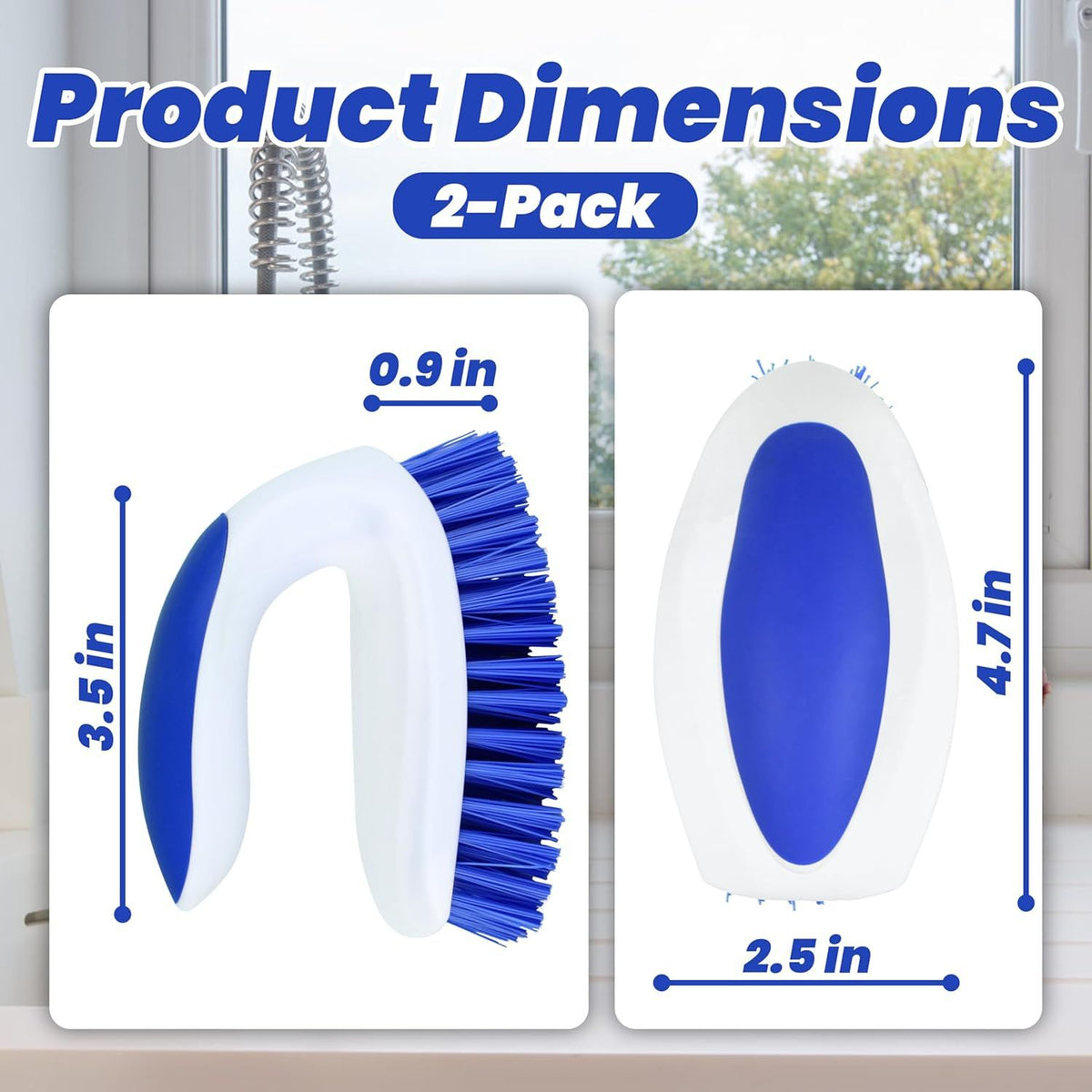 Two-Piece Stiff-Bristle Handheld Scrub Brush Set