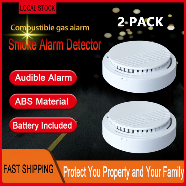 Two-Pack Photoelectric Smoke Alarms with Test Buttons